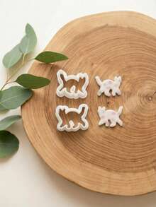 Süße Katzen-Ton-Ohrring-Ausstecher, Polymer-Ton-Formen für Tierschmuck, DIY-Bastelwerkzeuge für Cartoon-Katzen-Ohrringe & handgefertigte Accessoires - Weiss - Übersicht 7