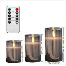 3 Sets Gold LED Flameless Candles With Remote Control, Battery Operated Flickering Candle Lights, Suitable For Home/Thanksgiving Christmas Tabletop Decoration - LED Pillar Candles - View 14