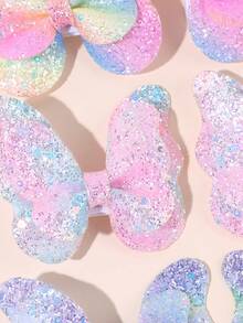 10pcs Butterfly Shaped Girls Hair Clips, Random Gradient Glitter Crocodile Clips, Sparkling Butterfly Hair Clips, Colorful Spring Summer Hair Clips, Fairy Style Bow Hair Clips, Exquisite Cute Hair Clips, Rainbow Gradient Butterfly Headwear, Hair Accessories - Multicolor - View 6