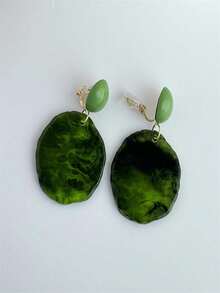 1pc Summer Premium Cloud-Mist Gradient Random Hong Kong Style Forest Aesthetic Versatile Earrings - Green - View 3