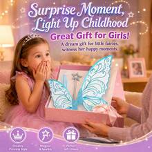 Sparkly Butterfly Fairy Wings, Iridescent Costume Accessory With Star Wand For Cosplay  Kids Parties - Sky Blue - View 6