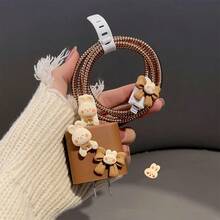 Juego de 4 fundas protectoras de cargador con diseño de dibujos animados lindos, compatible con cabezal de cargador Apple 18/20W, cable de carga, funda protectora de cable de datos, material de PVC suave y duradero, perfecto para la protección y decoración diaria del cable de datos - Multicolor - Ver 8