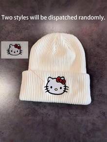 SANRIO Hello Kitty 可愛刺繡針織帽，女款秋冬保暖護耳毛線帽，防寒帽，情人節禮物 - 彩色 - 查看 7