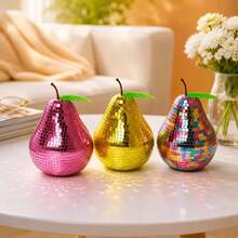 Disco Fruit Decorative Mirror Ball Pear-Shaped Tomato Figurine, Suitable For Home Dining Table Party Display - Multicolor - View 14