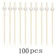 200 chiếc/100 chiếc/50 chiếc/20 chiếc/10 chiếc Que tăm tre dùng một lần màu vàng/hồng/trắng, thiết kế sáng tạo hình quả bóng tròn, hoàn hảo cho bàn bếp, salad trái cây, đám cưới, tiệc lễ hội, giáng sinh - trắng - Xem 12