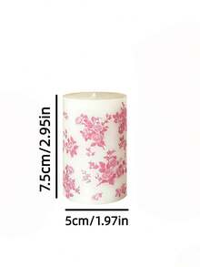 Pink Floral Print Cylindrical Candle, 1.96 Inch Romantic Rose Pink Pattern Design Candle, Smokeless Atmosphere, Decorative Candle, Perfect For Valentine's Day, Wedding Dinner, Birthday Party, Anniversary, Afternoon Tea, Picnic Scene, Home Decor - Pink Printed Column Wax - View 11