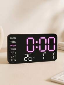 This Stylish And Elegant LED Digital Alarm Clock Features Soft Lighting And Displays Temperature, Date, And Day Of The Week. It Is An Ideal Choice For Home Decor And Desktop Display. Powered By USB Or 3 AAA Batteries (Not Included). - Upgraded Version - View 8