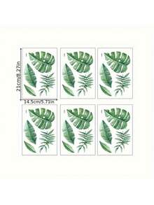6pcs/Set Green Leaf Stickers, Removable Waterproof Vinyl Decals, Suitable For Home Room Wall Decoration Wallpaper, Home Decor, Room Decor, Wall Decor, Green Leaf Stickers - Multicolor - View 7