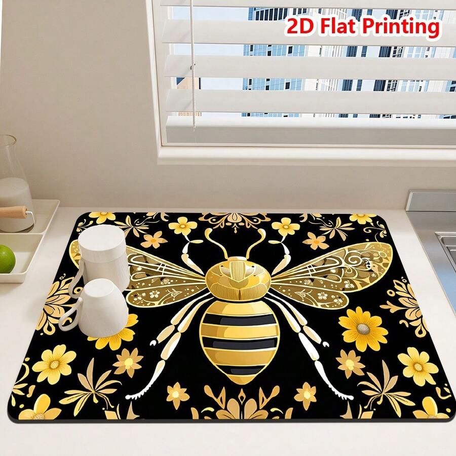 1/10pcs Ultra-Absorbent Polyester Kitchen Mat, Anti-Slip Quick Dry Dish & Coffee Pad, Heat Resistant Countertop Protector For Dishes Appliances, Easy To Clean And Washable Drainage Mat, Suitable For Kitchen Coffee Bars/Water Bars/Worktops - Ginger - View 1