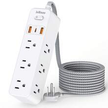 電源延長線防雷插座，5英尺延長線，9個插孔含3個USB埠(1個USB-C埠)，三面插座擴展器，壁掛式設計適用於旅行、居家、學校、大學宿舍及辦公室 - 查看 2
