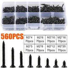 560piece Black Self-Tapping Screw Set In Various Sizes And Styles - For Wood Repair And Appliance Assembly, Includes Convenient Storage Box - Black - View 3