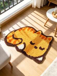 1pc Sleeping Orange Cat Shaped Rug, Pink Bedroom Decor, Small Rug, Carpet, Home Decor, Living Room Rug, Living Room Small Rug, Bedroom Rug, Living Room Home Decor, Outdoor Rug, Washable Rug - Multicolor 6 - View 4