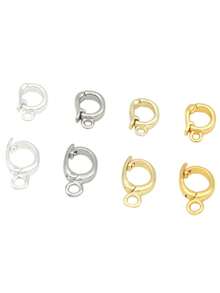 2/4/6pcs 18K Gold Plated Brass Oval Jewelry Clasp Spring Ring Connector Snap Fastener, Suitable For Jewelry Making DIY Craft Accessories - Multicolor - View 3