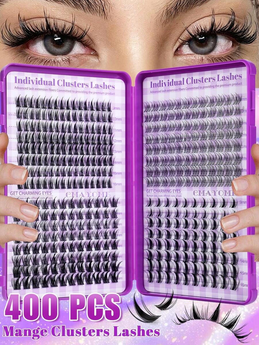 400 piezas Pestañas postizas de visón sintético 3D con rizo en C, de alta calidad y bajo precio, pestañas postizas DIY nuevas, suaves y esponjosas, adecuadas para maquillaje, extensiones de pestañas, pestañas cortas, pestañas DIY, pestañas de color claro, extensiones de pestañas DIY en casa