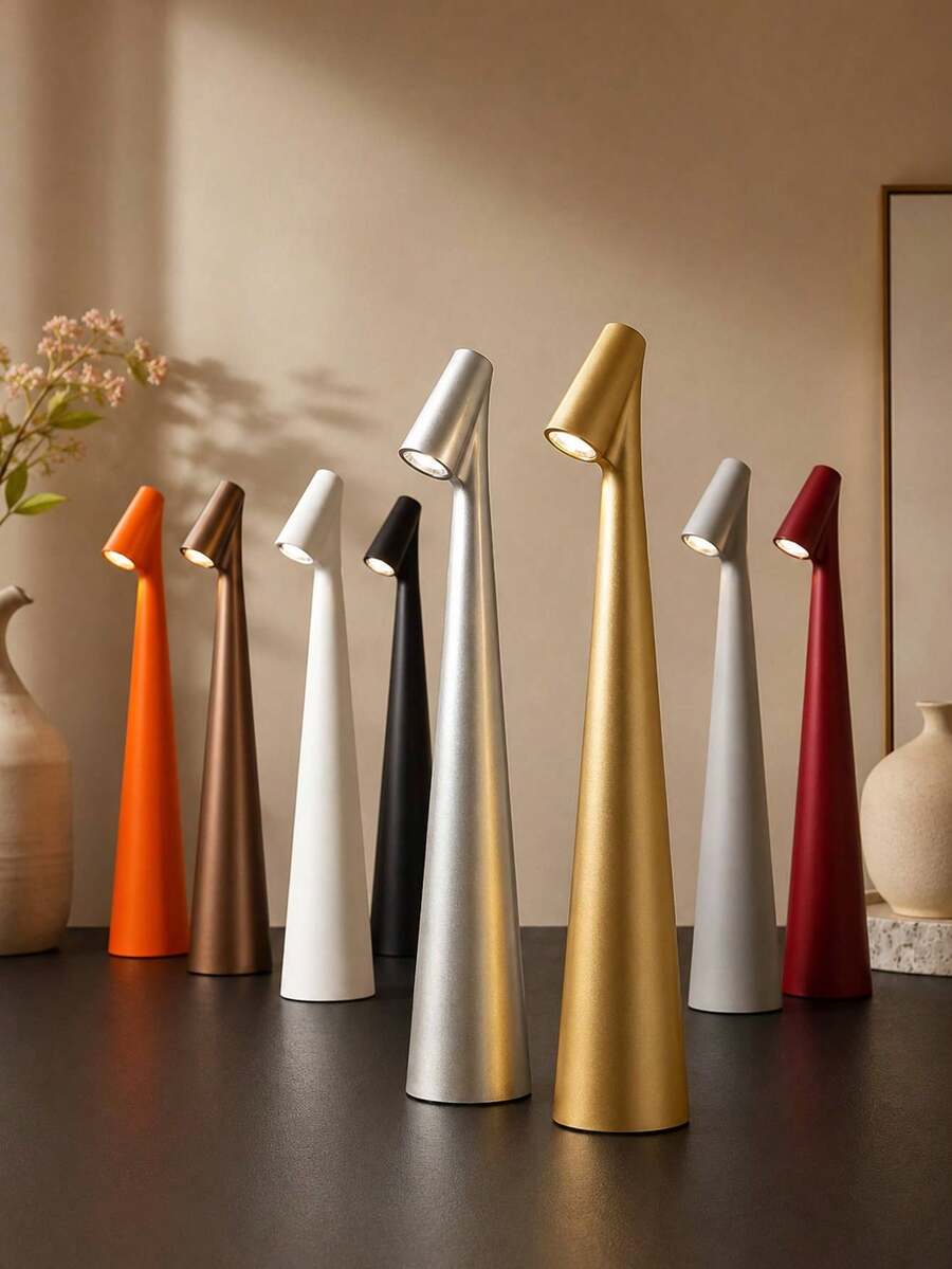 1pc Rechargeable Wireless LED Desk Lamp, Portable Touch Dimming Table/Bedside Lamp, 3-Level Adjustable Brightness, Minimalist Modern Nordic Design, Long Battery Life, Suitable For Bedroom, Living Room, Dining Room, Office And Cafe
