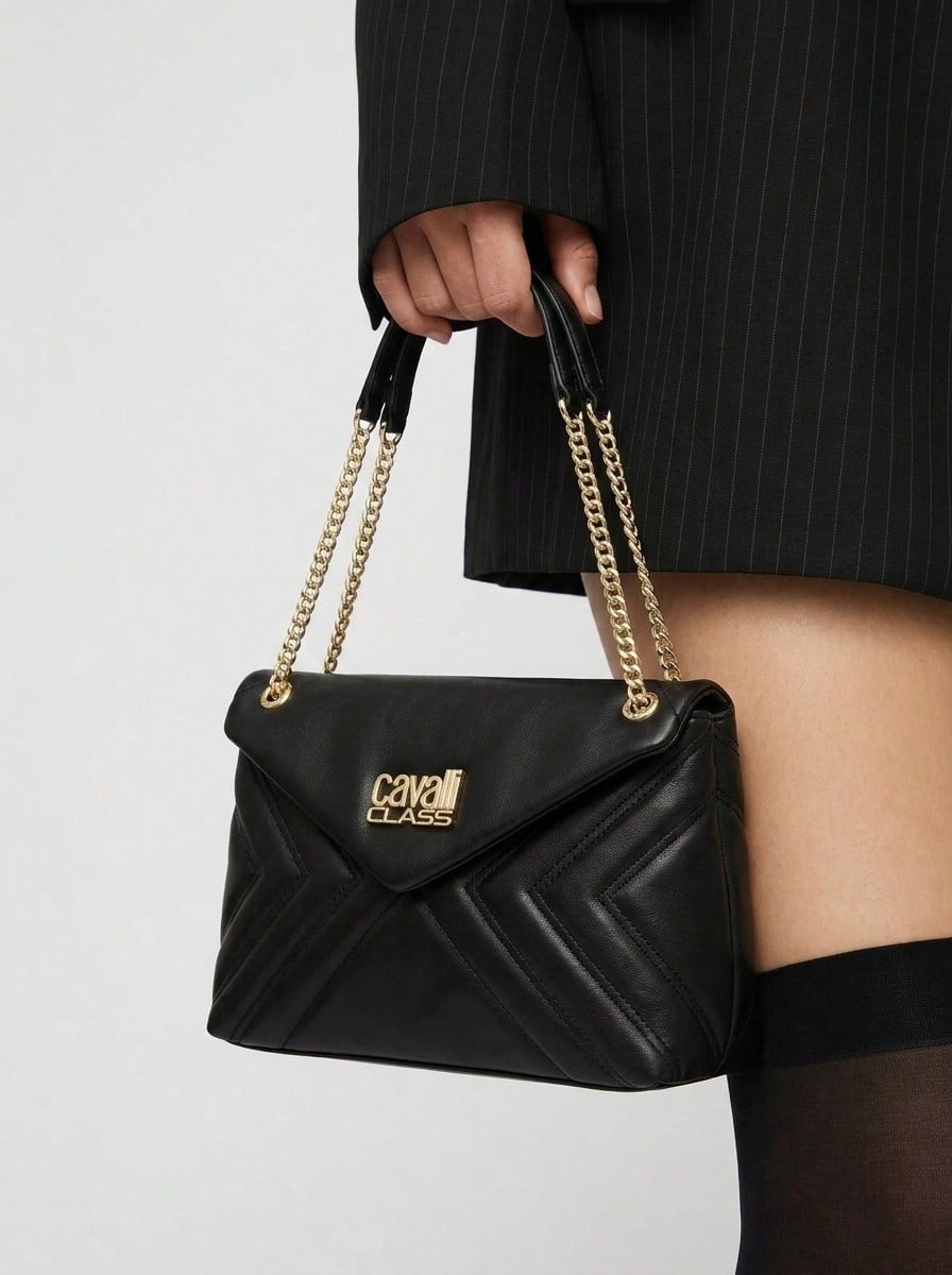 Cavalli Class Women's Chain Strap Shoulder Bag Medium Black - Black - View 1