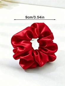 1件緞面絲綢髮箍，紅色髮圈，柔軟絲綢髮箍適合女性日常穿著、工作、旅行，極簡風髮飾，髮飾 - 紅色 - 查看 3