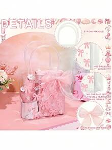 1/3/6/12pcs Transparent PVC Gift Bags With Pink Bow And Daisy Pattern - Mother's Day, Wedding, Birthday Party, Valentine's Day Elegant Tote Bags (Pink Ribbon Not Included), Durable Wedding Favor Bags, Transparent Bags - Gift Bags - View 3