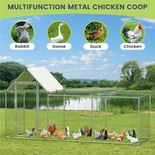, Large Metal Chicken Run,  Large Outdoor Poultry Cage With Waterproof UV-Resistant Cover, - B - View 2