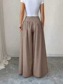 New 2026 Model: Women's Slim-Fit Wide-Leg Trousers With Pockets, Ideal For Spring/Summer. - 駱駝 - 查看 2
