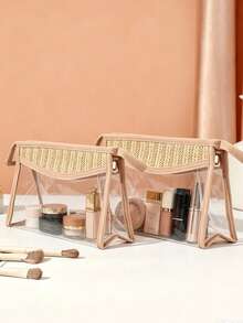 New Cross-Border Women's Handheld Cosmetic Organizer Bag Transparent Toiletry Storage Bag - Beige - View 1