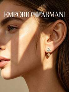 Armani EGS2900710 精緻鋯石耳釘 玫瑰金電鍍 優雅奢華時尚女款飾品 適合日常穿搭約會派對婚禮 - 白色 - 查看 4