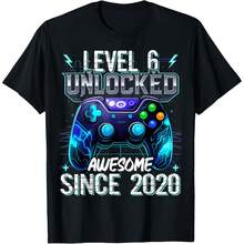 6th Birthday Boy Level 6 Gamer 6 Year Video Game Party T-Shirt - Black - View 1
