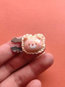 1PC/2PCS 3D Cute Cartoon Pattern Button Covers, Shirts Button Cover Clip On Button Covers Fashion Crystal Cufflinks Cover - Khaki - View 5