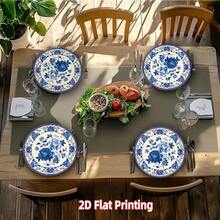 Multi-Size Available, Chinese Blue And White Peony Round Placemats In 2 Patterns. Wrinkle-Resistant, Machine Washable. Vintage Oriental Style Fit Daily Dinners, Tea Parties And Premium Gifts. - Multicolor - View 7