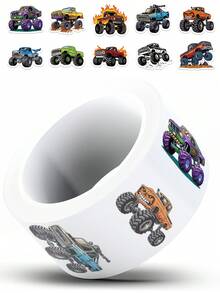 500 pièces Rouleaux d'autocollants de Monster Truck cool 10 styles Autocollants de voiture de dessin animé auto-adhésifs pour sceller les enveloppes, les bouteilles d'eau, les skateboards, la papeterie, les voitures, les vélos, les étuis de téléphone, les ordinateurs portables, les valises, les Monster Truck, les loisirs créatifs DIY, les cadeaux d'anniversaire, les faveurs de fête, les autocollants en vinyle - 1 Set - Voir 5