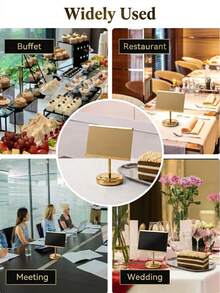 1pc 4"/6" Square Stainless Steel Menu Holder Stand, Heavy Duty Table Number Holder With Round Base, Self-Service Sign Display Stand For Restaurant, Cafe, Buffet, Wedding, Countertop Display,Perfect Birthday Gift - Gold - View 4