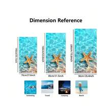 1件鯊魚圖案沙灘巾，快乾輕量大尺寸旅行游泳池防沙海洋主題成人沙灘必備配件，超細纖維沙灘巾 - 彩色 - 查看 3