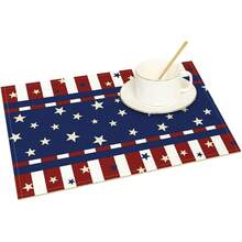 1pc/4pcs/6pcs, July 4Th American Independence Day Star-Spangled Flag Placemats, Suitable For Party Kitchen Restaurant Decoration - White - View 1