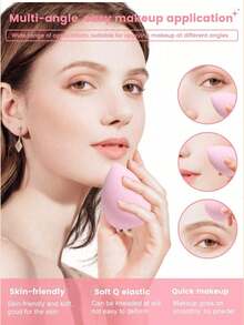 45pcs Makeup Brush Set, Mixed Makeup Beauty Tools, Including: 20 Makeup Brushes, 1 Makeup Bag, 5 , 5 Powder Puffs, 5 Mini , 5 Mini Finger Puffs, 1 Headband, 2 Wristbands, 1 Cleaning Tool - Pink - View 5