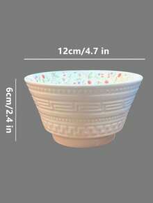 2/4 piezas Tazones de cerámica con relieve floral, de 4.5 pulgadas, tazones de sopa y ensalada con estampado floral de estilo Ins, tazones de pasta de alta calidad, tazones de arroz para restaurantes, juego de vajilla para reuniones familiares, fiestas de cumpleaños, aptos para lavavajillas y microondas - Multicolor - Ver 4