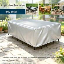 210D Oxford Fabric Outdoor Furniture Cover-Waterproof, Rainproof, Snowproof, Dustproof, Windproof, And UV-Resistant-Features Adjustable Drawstrings. Ideal For Patios, Balconies, Villa Backyards, And Gardens, And Fits Most Outdoor Table And Chair Sets - Silver - View 12