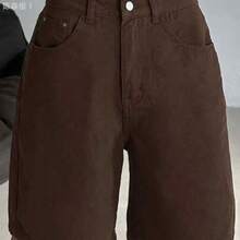 jianchaimaoyi02  Shorts vaqueros bermudas cómodos y holgados para mujer, nuevos modelos de verano - Marrón - Ver 1