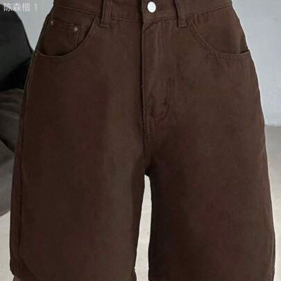jianchaimaoyi02  Shorts vaqueros bermudas cómodos y holgados para mujer, nuevos modelos de verano - Marrón - Ver 1