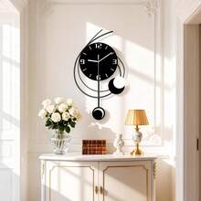 1pc Metal Living Room Decorative Wall Clock, Silent Quartz Wall Clock Black Metal Large Clock Suitable For Dining Room, Kitchen, Home, Bathroom, Bedroom, 11.8 X 20 Inches (Approx. 30 X 51 Cm) - Wall Clock - View 8