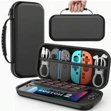 Bolsa de almacenamiento portátil, estuche de transporte con carcasa dura protectora para Switch2/Switch OLED/Switch/Switch Lite, con múltiples bolsillos de almacenamiento, puede contener accesorios de consola de juegos y juegos, ligero y compacto, incluye 10 ranuras para tarjetas de juegos - Ver 10