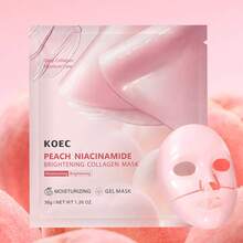 KOEC 水蜜桃菸鹼醯胺亮白膠原蛋白面膜，打造玻璃肌，緊緻保濕臉部面膜，提升彈性與光澤，韓系護膚 - 蜜桃粉 - 查看 3