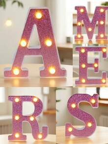 16cm 白色發光 A-Z LED 字母燈,電池供電,臥室裝飾字母夜燈,婚禮裝飾,生日派對裝飾,女孩房/兒童房裝飾字母燈,節日居家酒吧裝飾字母燈,字母燈 - 深粉紅色 - 查看 2