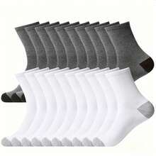 OBOVAY 20 Pairs Men's Breathable Moisture-Wicking Comfortable Sports & Casual Crew Socks, Suitable For All Seasons, Available In 1/3/5/6/9/10/15/30 Pairs - Black - View 3