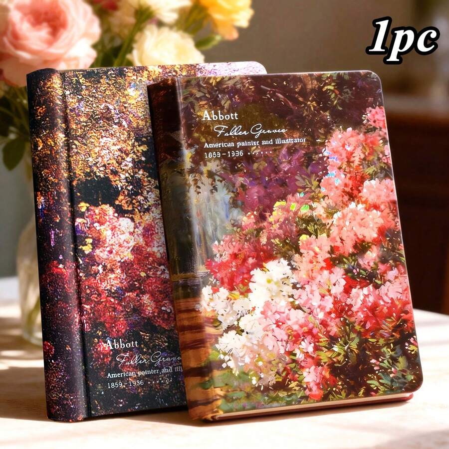 1本 A5 256頁 秘密花園花卉硬殼筆記本 金箔壓印日記本 彩色內頁 DIY 剪貼簿 日誌 旅遊日記 辦公用品 開學季 完美禮物 - A5 - 查看 1