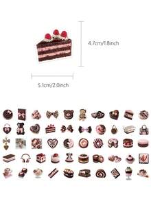 50pcs Pink Brown Dessert Stickers For Decorating Laptop, Books, Phone Case, Diary, Skateboard, Guitar, Cup, Manual, Scrapbook, Planner - Multicolor - View 6