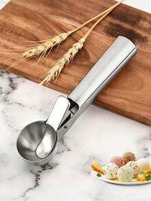 1pc Stainless Steel Ice Cream Scoop, Fruit Spoon, Durable Ball Excavator, Suitable For Watermelon, Cantaloupe, Papaya, Ice Cream And Fruit Scooping, Fruit Ball Spoon And Ice Cream Tool, Ice Cubes, Party, Travel, Outdoor, Wedding, Birthday, Camping, Graduation, Bachelorette Party, Kitchen Tool, Kitchen Essential, - Silver - View 10