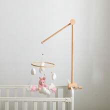 Minimalist Natural Wood Style Baby Hanging Ornament Stand, Adjustable Clamp Base, Fits Different Thickness Installation Surfaces, Stable And Durable, Lightweight And Portable, Suitable For Crib/Playpen/Children's Room Multiple Scenes - Wood Color - View 7