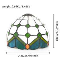1個綠色方形風格彩色玻璃燈罩，頂部直徑1cm，底部直徑20cm，適用於檯燈、吊燈、壁燈、吸頂燈更換 - 款式 30 - 查看 7