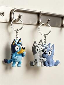 Bluey Themed 2D Cycling Adventure Keychain, Featuring The Beloved Blue Dog Riding A Colorful Bike With A Green Star Helmet. Made Of Durable, Smooth-Finish PVC With Vibrant, Non-Fading Details, It Comes With A Sturdy Metal Keyring - Multiple Styles - View 16