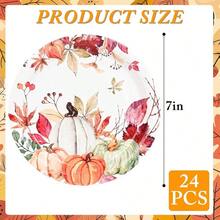- Platos de papel de calabazas de otoo, hojas de calabaza rsticas, plato de desechable de pulgadas, plato de postre de otoo para cumpleaos, shower, suministros para - 24 - Ver 3